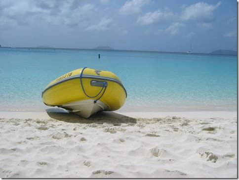 Our Rental Dinghy on Trunk Bay