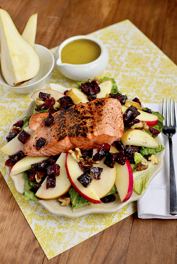 Autumn Salmon Salad via Iowa Girl Eats