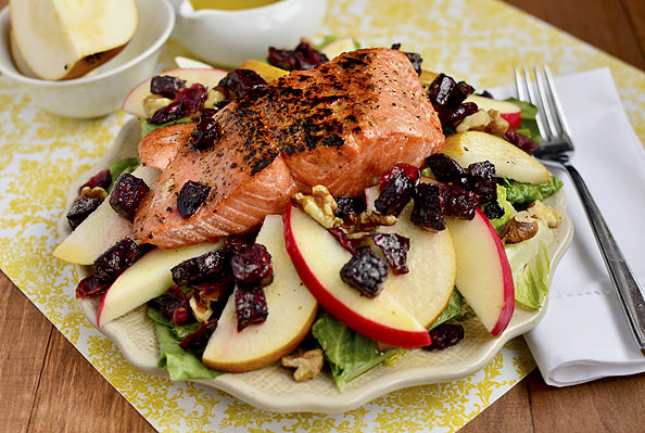 Autumn Salmon Salad via Iowa Girl Eats