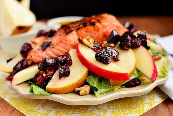 Autumn Salmon Salad via Iowa Girl Eats