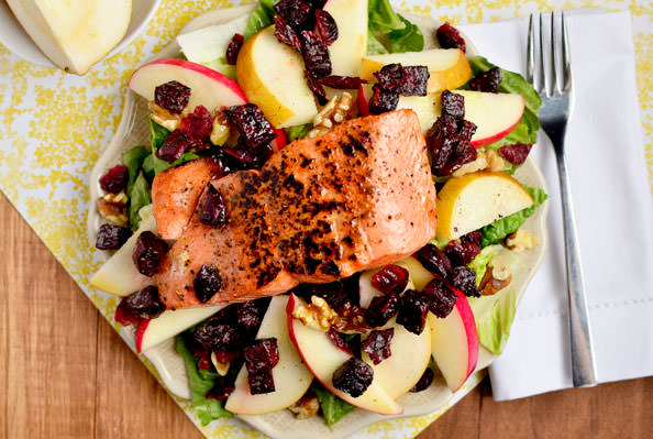 Autumn Salmon Salad via Iowa Girl Eats