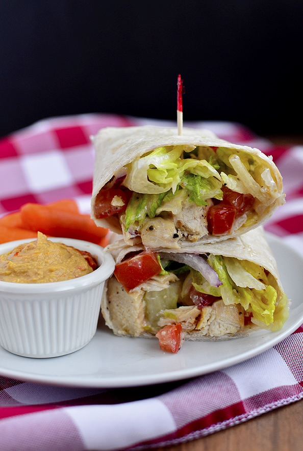 Chicken Caesar Salad Wrap via Iowa Girl Eats