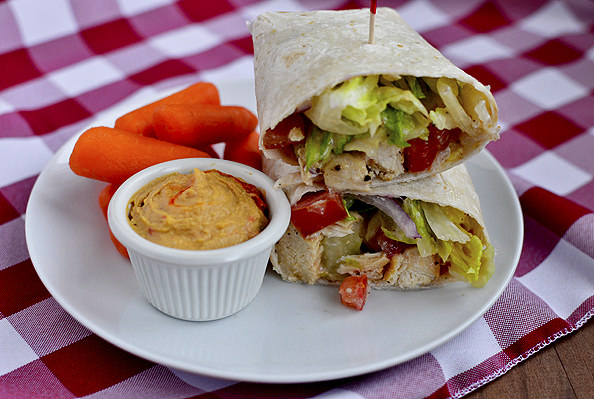 Chicken Caesar Salad Wrap via Iowa Girl Eats