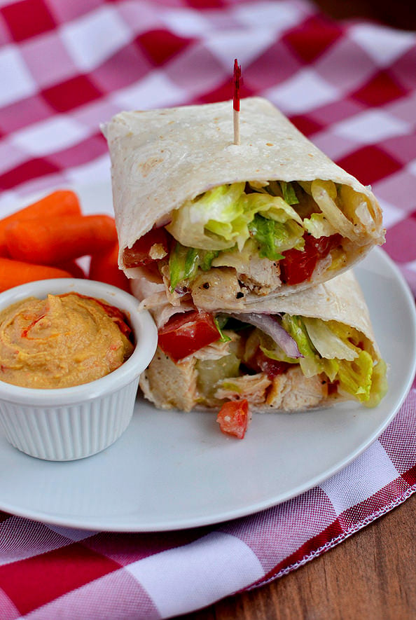 Chicken Caesar Salad Wrap via Iowa Girl Eats