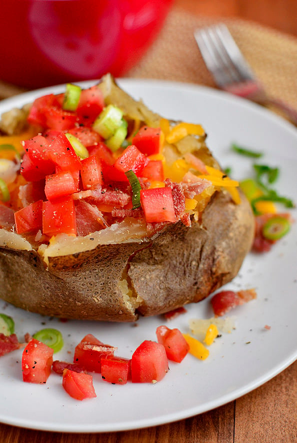 Loaded Crock Pot Baked Potato via Iowa Girl Eats