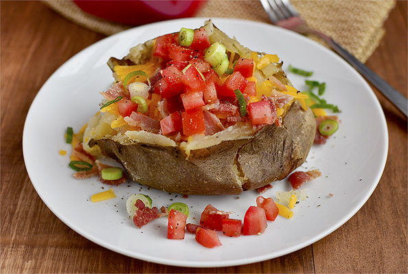 Loaded Crock Pot Baked Potato via Iowa Girl Eats