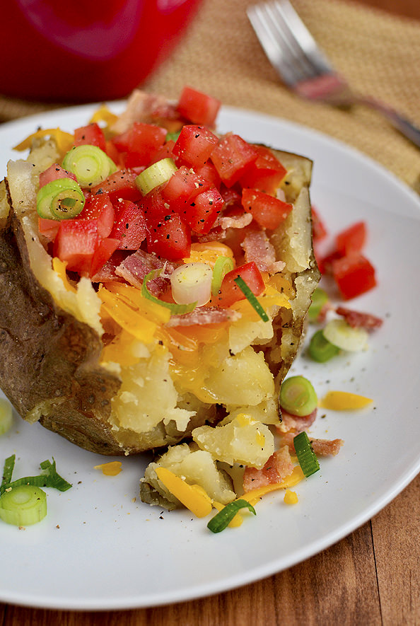 Loaded Crock Pot Baked Potato via Iowa Girl Eats