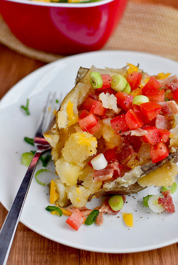 Loaded Crock Pot Baked Potato via Iowa Girl Eats