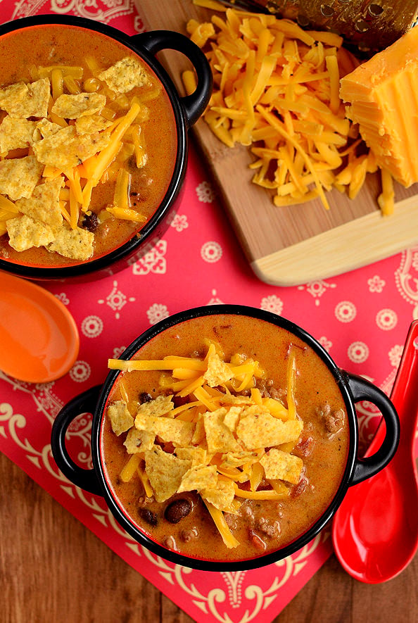 Cheesy Taco Soup via Iowa Girl Eats