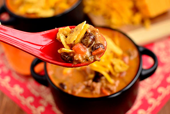 Cheesy Taco Soup via Iowa Girl Eats