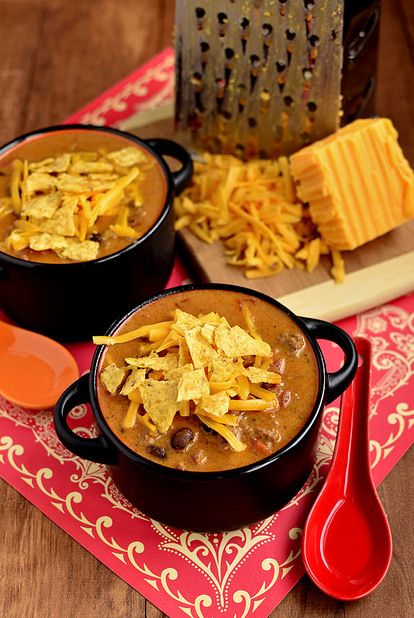 Cheesy Taco Soup via Iowa Girl Eats