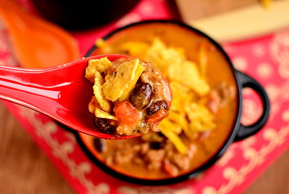 Cheesy Taco Soup via Iowa Girl Eats