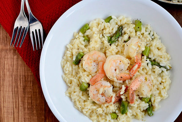 Simple Shrimp and Asparagus Risotto via Iowa Girl Eats