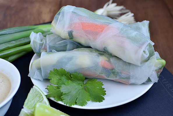 Super Power Spring Rolls with Almond Butter Dipping Sauce