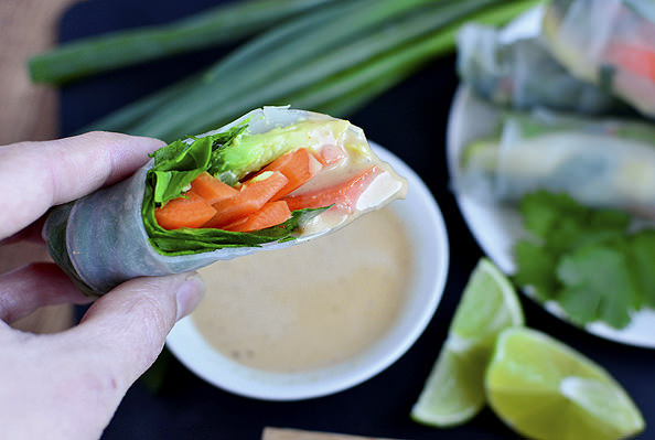 Super Power Spring Rolls with Almond Butter Dipping Sauce