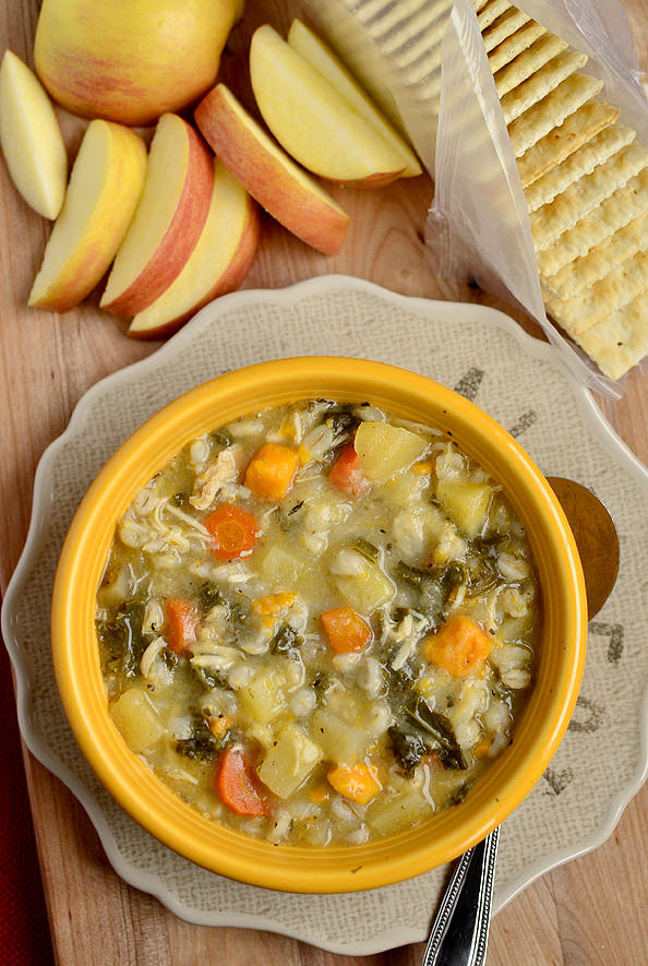 Crock Pot Chicken & Barley Vegetable Stew | iowagirleats.com