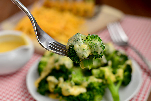 Easy Cheddar Cheese Sauce for Vegetables | iowagirleats.com