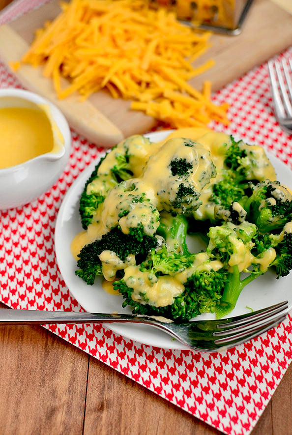 Easy Cheddar Cheese Sauce for Vegetables | iowagirleats.com