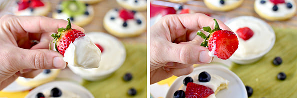 Mini Fruit Pizzas with Marshmallow Creme Frosting | iowagirleats.com
