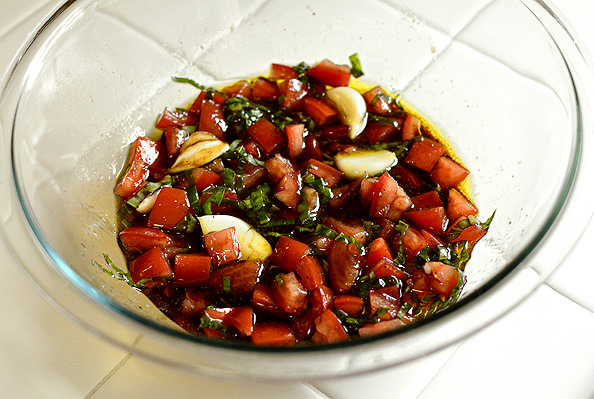Caprese Chicken Nachos with Marinated Tomatoes and Balsamic Reduction | iowagirleats.com
