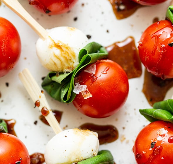 Caprese Skewers with Balsamic Drizzle