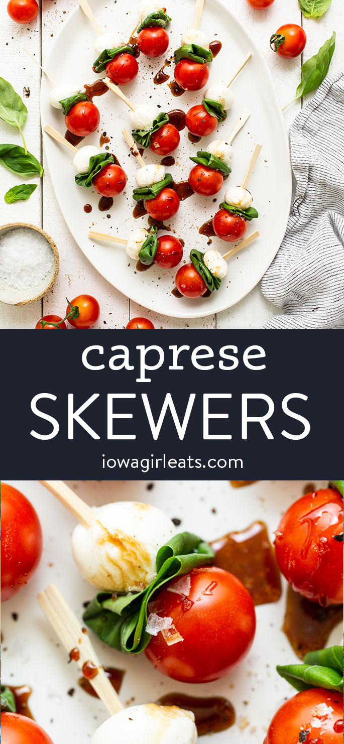photo collage of caprese skewers
