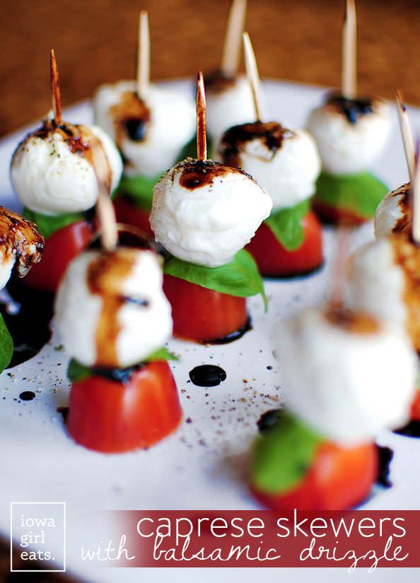 Caprese Skewers with Balsamic Drizzle | iowagirleats.com