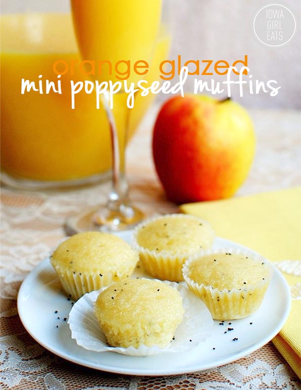Orange Glazed Mini Poppy Seed Muffins | iowagirleats.com