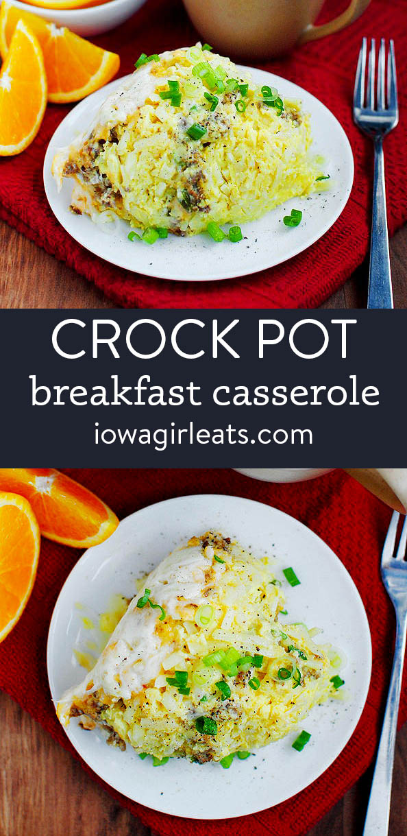 photo collage of crock pot breakfast casserole