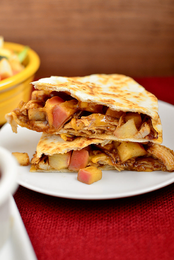 BBQ Chicken, Apple, Bacon, Cheddar Quesadillas | iowagirleats.com