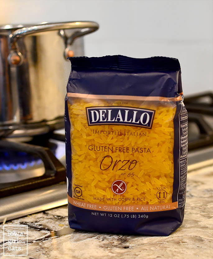 gluten free orzo pasta in a bag