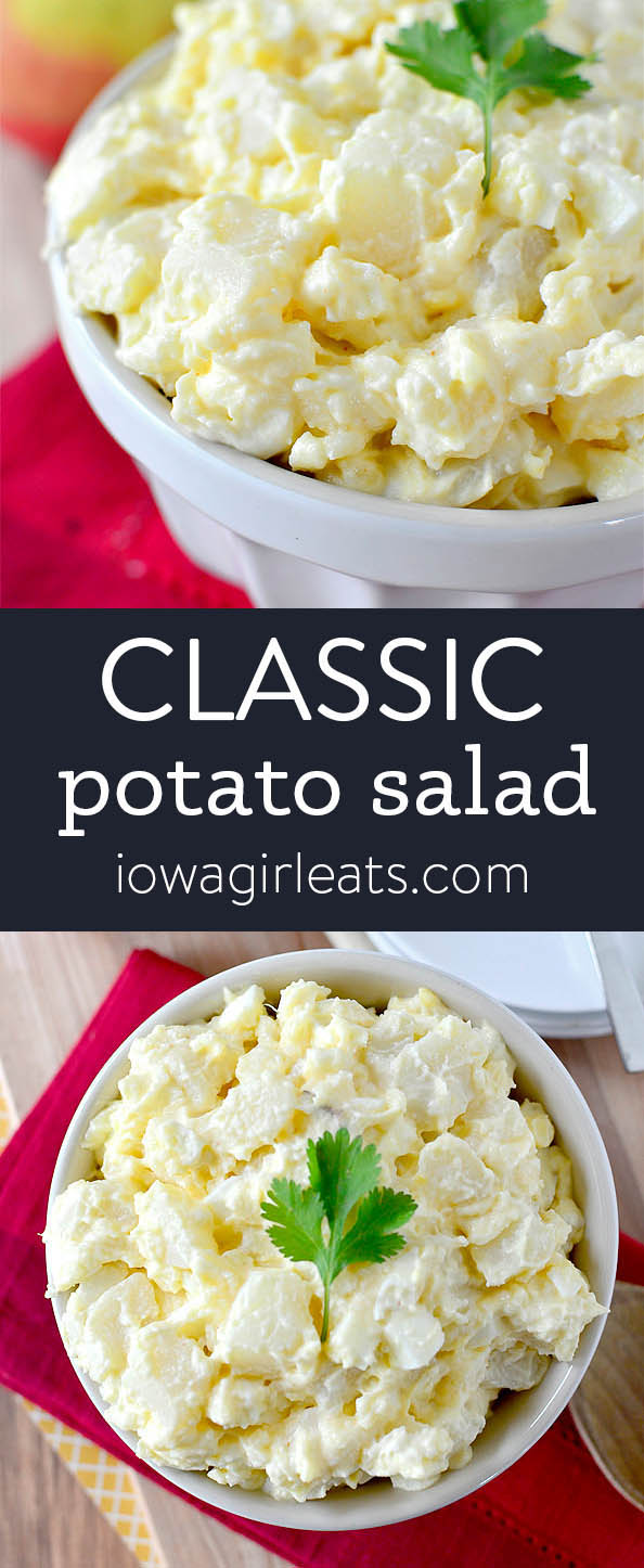 photo collage of classic potato salad