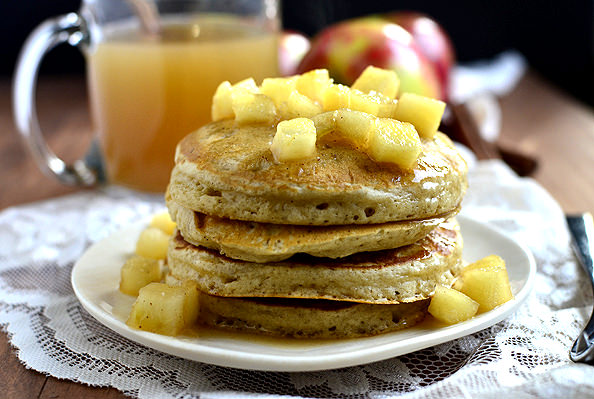 Apple Cider Pancakes with Maple Cider Syrup | iowagirleats.com