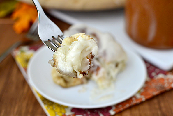 Shorcut Caramel Cinnamon Rolls with Cream Cheese Frosting | iowagirleats.com