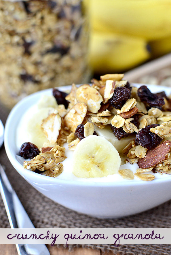 Crunchy Quinoa Granola #breakfast #recipe #healthy #snack | iowagirleats.com