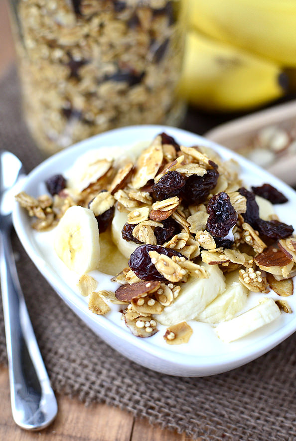 Crunchy Quinoa Granola #breakfast #recipe #healthy #snack | iowagirleats.com
