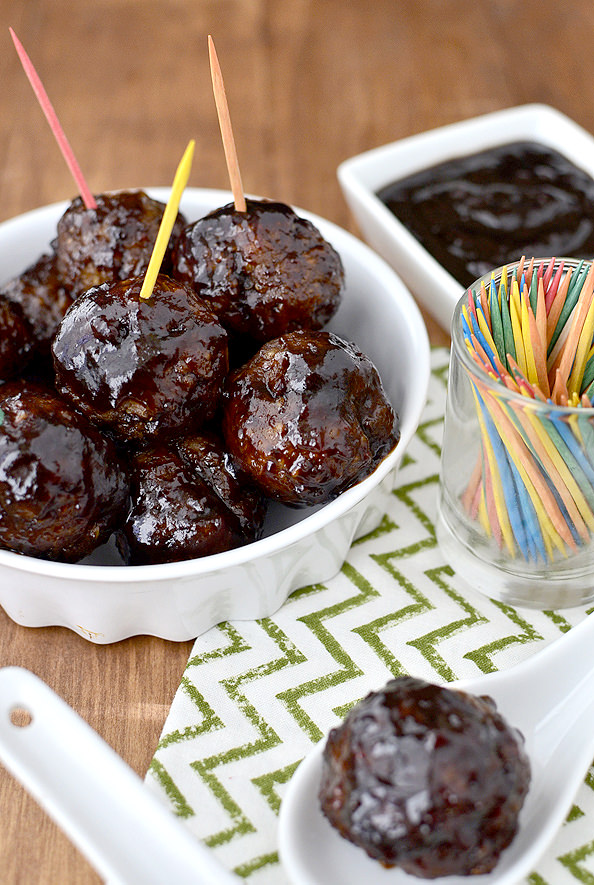 Honey Balsamic BBQ Meatballs | iowagirleats.com