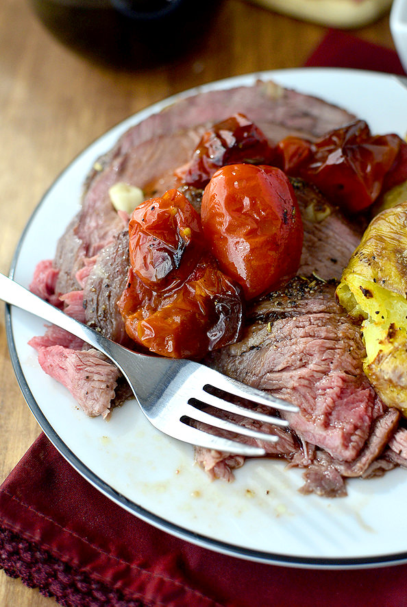 Easiest 1-Hour Roast Beef is a simple, gluten-free main dish recipe that's absolutely succulent. Enjoy for the holidays or any day of the week. | iowagirleats.com
