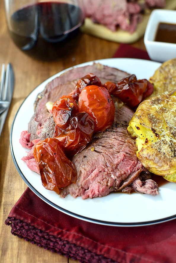 Easiest 1-Hour Roast Beef is a simple, gluten-free main dish recipe that's absolutely succulent. Enjoy for the holidays or any day of the week. | iowagirleats.com