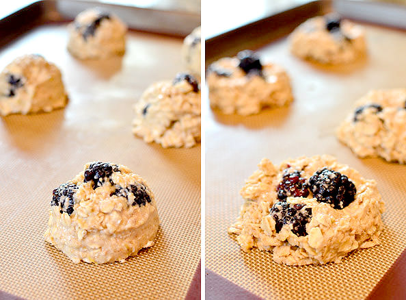 Lemon Blackberry Breakfast Cookies are dairy, egg, and gluten free! | iowagirleats.com