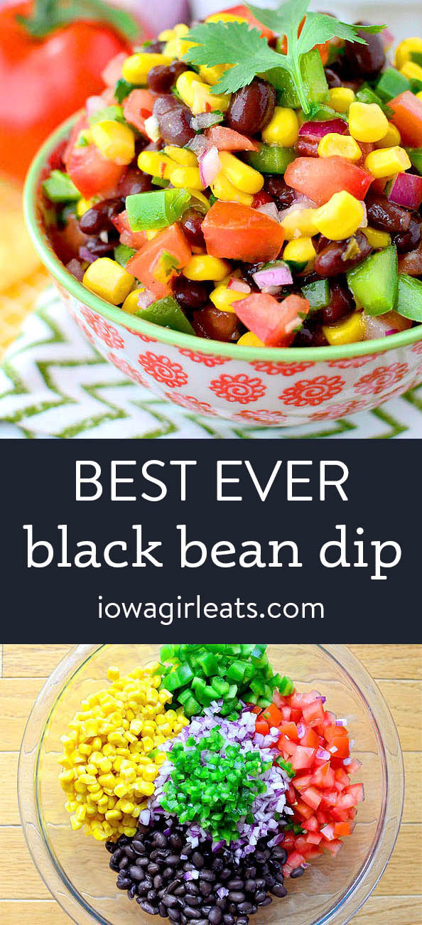 Photo collage of best ever black bean dip