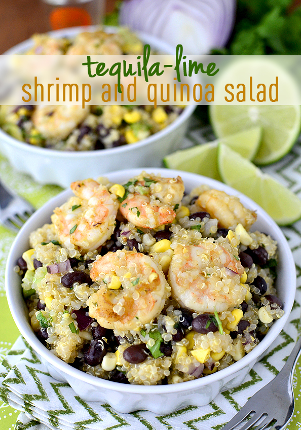 Tequila Lime Shrimp and Quinoa Salad | iowagirleats.com