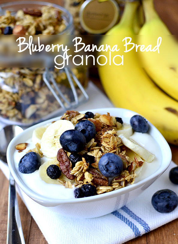 Blueberry Banana Bread Granola #glutenfree | iowagirleats.com