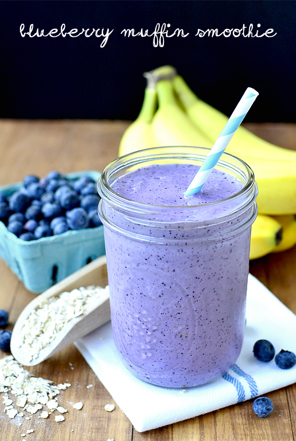 Blueberry Muffin Smoothie #glutenfree | iowagirleats.com