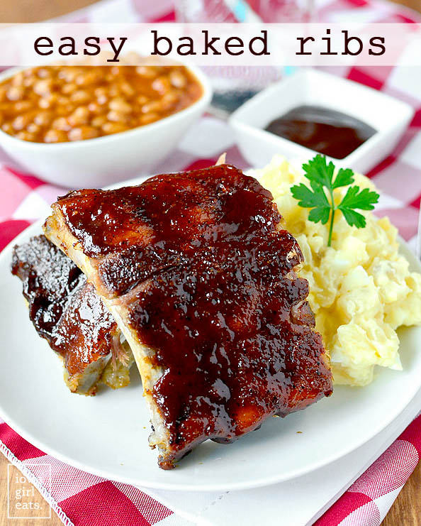 easy baked oven ribs on a plate