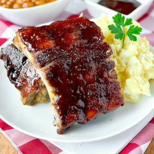 oven baked ribs on a plate
