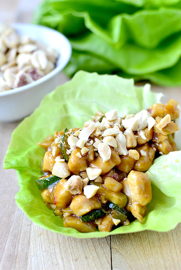 Kung Pao Chicken Lettuce Wraps are absolutely mouthwatering. Probably my favorite take out fake out dish to date! | iowagirleats.com