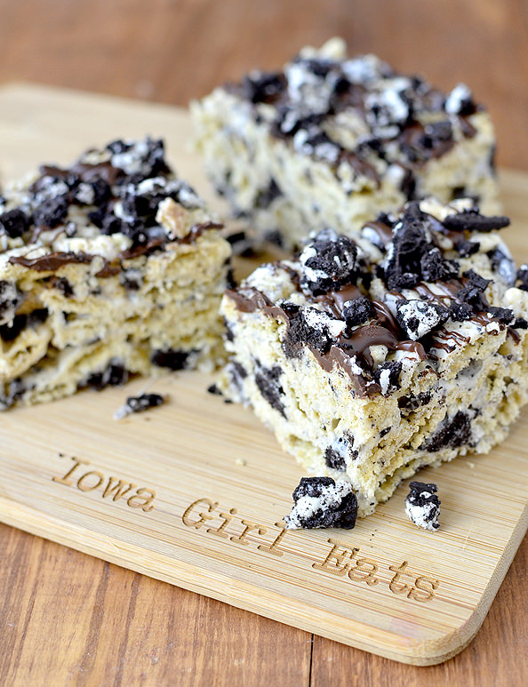 Cookies & Cream No-Bake Chex Bars #glutenfree | iowagirleats.com