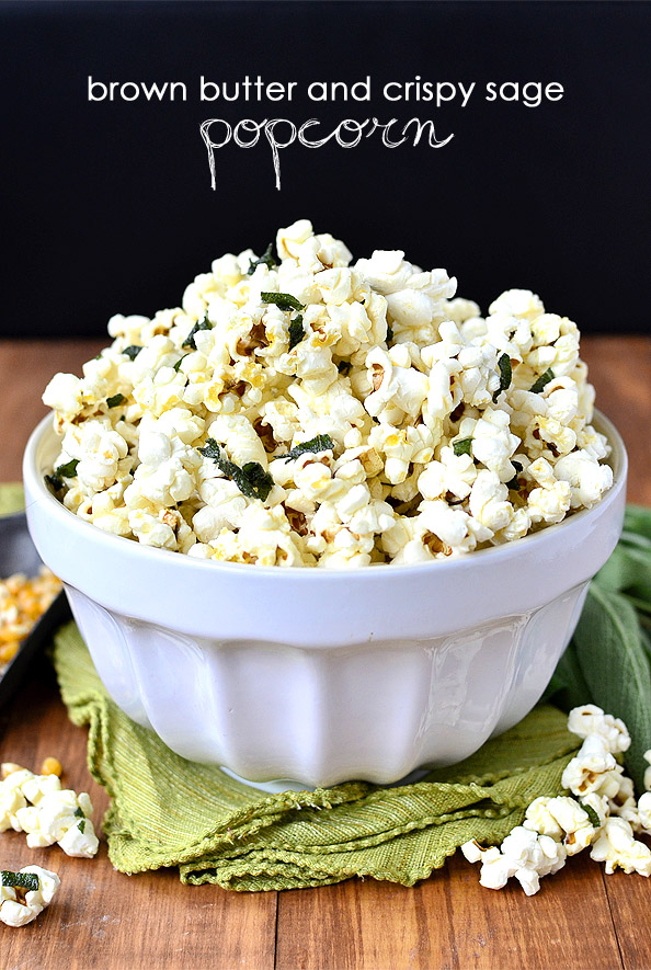 Brown Butter and Crispy Sage Popcorn + How to Make Popcorn on the Stove with 3 Different Oil! #snack | iowagirleats.com