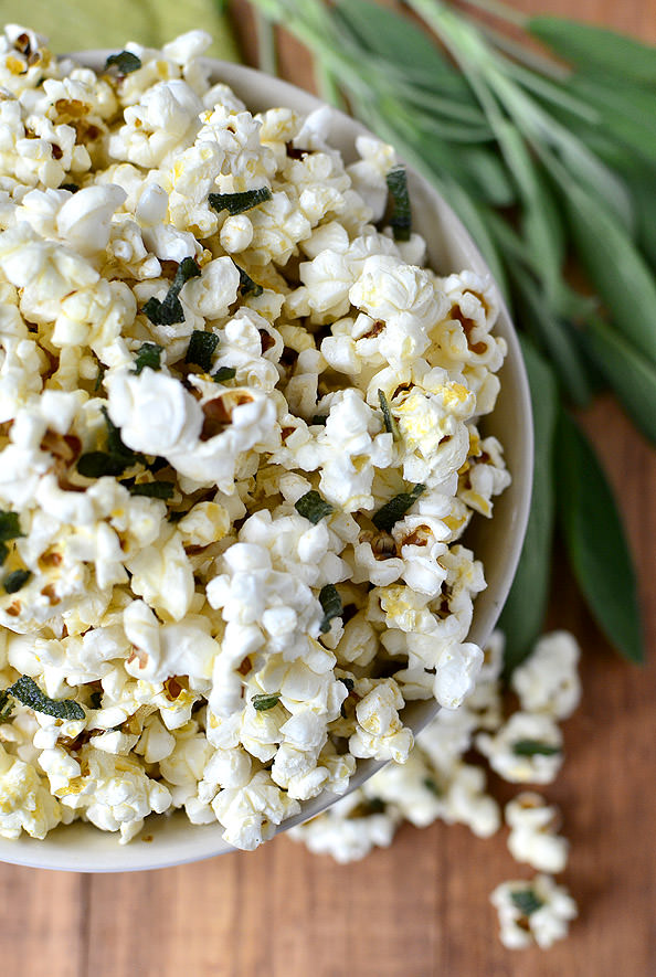 Brown Butter and Crispy Sage Popcorn + How to Make Popcorn on the Stove with 3 Different Oil! #snack | iowagirleats.com